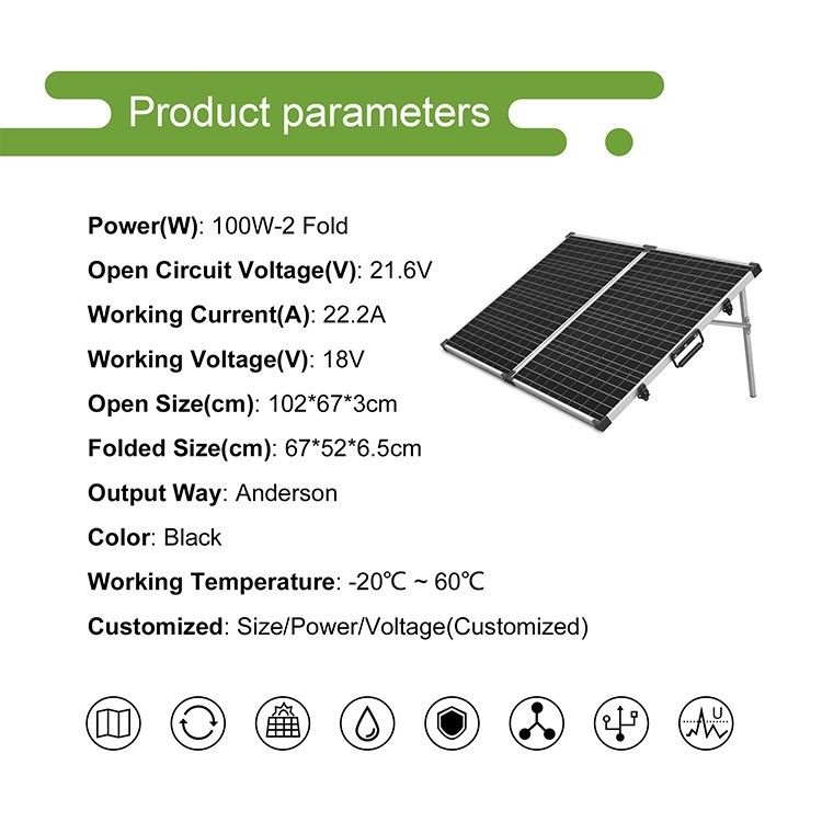 Champing Mono 100W PV-Faltsolarkollektor CE/FCC/ROHS/PSE Zertifiziert 12 Jahre