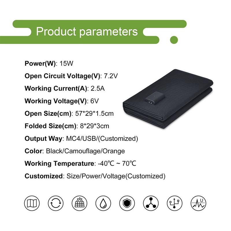 Solarzellen 14w 15w Klapp-Solartelefon-Ladegerät mit PET/ETFE Oberflächenmaterial